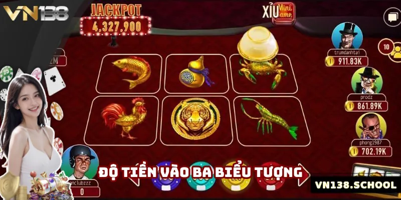 Độ tiền theo hình thức ba biểu tượng hiển thị